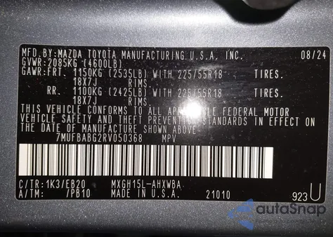 2024 Toyota Corolla Cross Hybrid Xse z USA, uszkodzony, nr VIN 7MUFBABG2RV050368